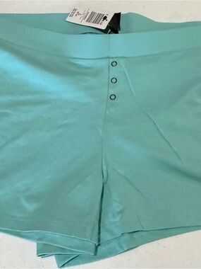 Torrid Aqua High-Rise sleep Shorts with Snap and Criss cross Detail